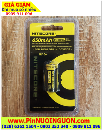 Nitecore RCR123A _Pin sạc 16340 _Pin sạc Nitecore RCR123A (3.7v 650mAh) chính hãng